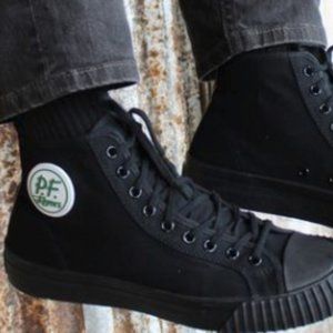 PF Flyer's Shoes For Crews Sandlot Center Hi Black Unisex Men 6.5 Women 8 NWT